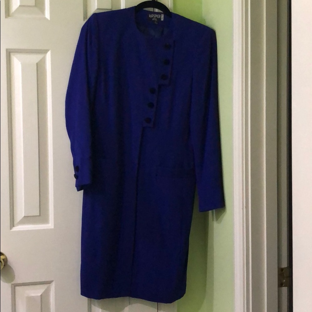 VINTAGE Kasper ASL royal blue coat dress